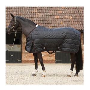 Manta Náutica a Rayas para Caballo con Gran Solapa para la Cola, 2 Correas para las Patas, Forro Polar de Poliéster, Uso Exterior en Invierno - Product Image 4