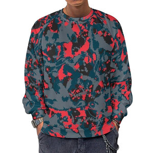 Sudadera de cuello redondo con estampado de camuflaje para hombre, manga raglán, corte regular, informal, de punto, transpirable, 100% forro polar - Product Image 3