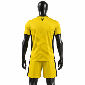 <b>BIN</b> FATEH Men's Yellow Black Soccer Uniform Set Sublimation Print Breathable Polyester Adult Size Soccer Uniform Set OEM - Product Image 2