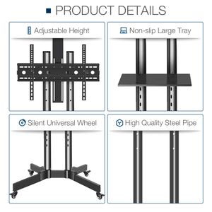 Soporte de TV Móvil con Ruedas para Pantallas de 32-65 Pulgadas, Carro Ajustable para TV de hasta 132 lb con Bandeja Superior para Laptop - Product Image 3
