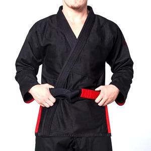 Men's Black BJJ Kimono Regular Fit Adult Size With <b>Red</b> <b>Belt</b> Loop Detail Durable Cotton Martial Arts Wear - Product Image 1