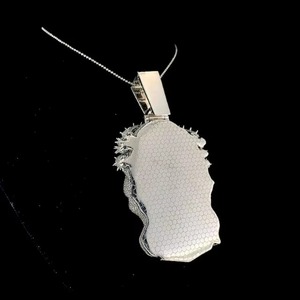Pendentif Visage de Christ en Argent 925 Moissanite Sertie de Pierres, Breloque Thème Religieux, Pendentif Hip Hop, Pendentif Foi Chrétienne - Product Image 6