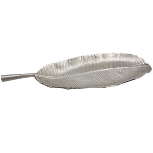 Bandeja de Servir de Estilo Clásico en Forma de Hoja de Aluminio Niquelado Dorado Brillante y Plateado Brillante para Decoración de Mesa Hecha a Mano - Product Image 1