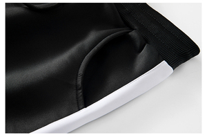 Ensemble de survêtement unisexe noir à fermeture éclair intégrale, col montant, poches latérales, polyester respirant, tenue décontractée d'automne - Product Image 3