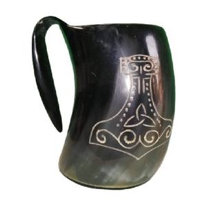 Jarra de Cuerno Auténtica Tallada a Mano para Beber Cerveza, Sidra, Vino y otras Bebidas, Jarra de Cuerno Resistente para Larp Vikingo Tradicional - Product Image 1