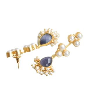 Pendientes de Latón al por Mayor con Perlas y Piedras Preciosas Auténticas, Textura Mate de Latón, Hipoalergénicos, Seguros de Usar, Exportación a Granel - Product Image 2