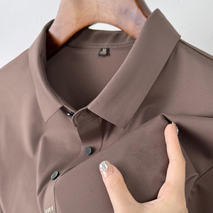 Polo de Manga Corta para Hombre, Color Marrón, Corte Regular, Cuello con Botones, Tejido Informal - Product Image 3