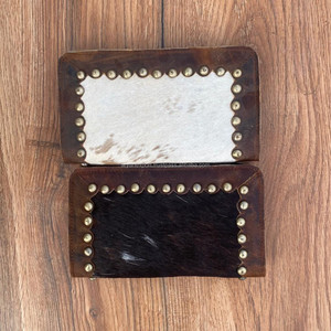 Cartera de piel de vaca auténtica hecha a mano para mujer, cartera delgada de piel auténtica con cremallera, cartera de mano con estampado de vaca, regalos para ella - Product Image 5