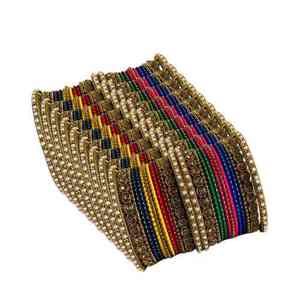 Ensemble de bracelets de mariage islamiques tendance et luxueux, ornés de pierres, couleur or, bijoux traditionnels pour femmes - Product Image 2