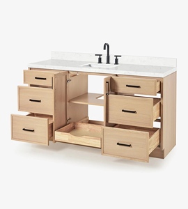 Meuble de salle de bain Keziah 66 pouces, vasque simple, uniquement le meuble, 3 options de finition, directement de l'usine au Vietnam - Product Image 4