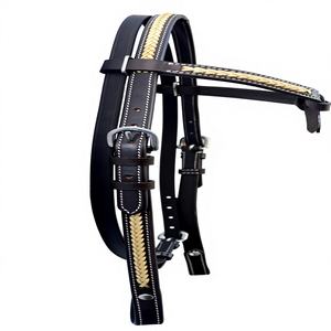 Cabezada para caballo estilo Western, ajustable, trenzada a mano, de cuero genuino, cuero crudo beige, cuero marrón con nudo Futurity, 57 - Product Image 1