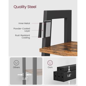 Étagère à 4 niveaux avec structure en acier, style industriel, pour le salon, le bureau à domicile, la cuisine, la chambre - Product Image 5