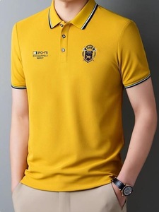 เสื้อโปโลผู้ชายคุณภาพสูง แขนสั้น สำหรับธุรกิจและกอล์ฟ ระบายอากาศได้ดี ผ้าโพลีเอสเตอร์สำหรับฤดูร้อน ปักลาย พร้อมกระดุม - Product Image 2
