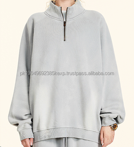 Conjunto de forro polar para hombre de otoño 2025, pantalones de chándal de media cremallera con cuello levantado y sudaderas holgadas de manga raglán - Product Image 1