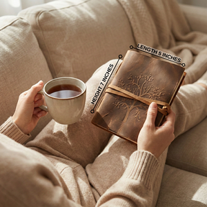 Genuine <b>Leather</b> Notebook Handmade Brown Journal with Tree Emboss Design – Rustic Travel <b>Diary</b> - Product Image 5