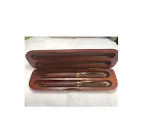 Promotional Gifts Wood Pen Box 2 Slot Stationary Holder Engraved Design Wood Ballpoint Pen Box - Product Image 3