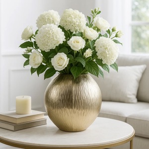 Vase de table en métal transparent élégant, support décoratif pour fleurs, décoration de bureau, collection B2B, moderne, élégant, luxueux, haut de gamme, pour la maison - Product Image 1
