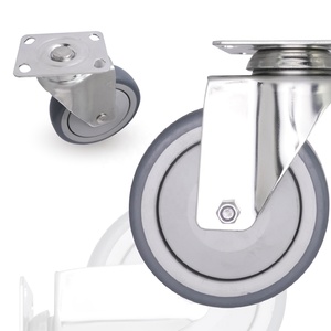 5 Inch Không Gỉ Dolly Cao Su Xe Đẩy Caster Xoay Bánh Xe Heavy Duty - Product Image 1