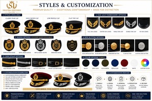 Casquettes à visière en polyester brodées et rayées Commander, entièrement personnalisables, prix bas, vente en gros, fabriquées en Inde, Phoenix - Product Image 3