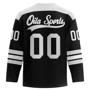 Men Black White Sublimated <b>Ice</b> Hockey Printable Polyester V Neck Jersey Long Sleeve Athletic Team Wear Performance Clothing - Product Image 2