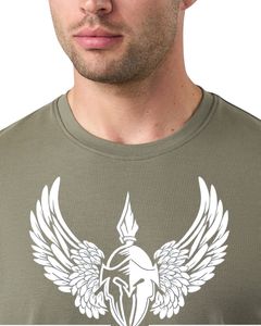 Camiseta de Hombre Verde Oliva con Estampado Gráfico, Camiseta Casual de Manga Corta de Algodón, Cuello Redondo, Ropa de Calle de Verano, Moda para Uso Diario - Product Image 3