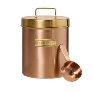 Wholesale Handcrafted Copper Airtight Tea Coffee Sugar <b>Canister</b> <b>Set</b> Flip Top Lid Handle Modern Kitchen Storage Jar for Gifting - Product Image 4