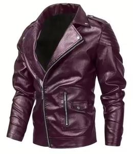 Chaqueta de hombre estilo motociclista, de piel de oveja, vintage europea y americana, de gran marca, a la moda. - Product Image 1