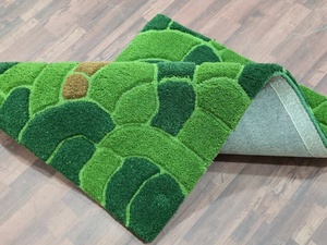 KNOTS RUG Modern Abstract Green Wool Area Rug Rectangle Plush Tufted Non-Slip Cotton Backing Eco-Friendly Fire Resistant 12mm - Product Image 4