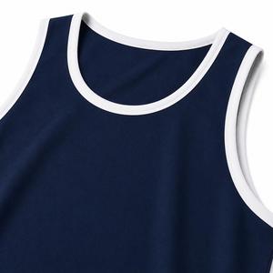 <b>Top</b> Trending Men's <b>Navy</b> Blue O-Neck Sleeveless Tank <b>Top</b> Solid Color Knitted Breathable Polyester Eco-Friendly Quick Dry Sporty - Product Image 5