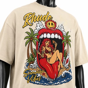 Camiseta Oversize de Algodón 100% de Alta Calidad, Estilo Urbano, con Hombros Caídos y Estampado Gráfico, Personalizada - Product Image 4