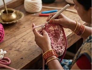 Bolso de Mano Trenzado Hecho a Mano en Tonos Rosa y Blanco con Dos Correas de Perlas, Bolso de Hombro Estilo Boho, Tejido con Cordón de Algodón para Mujer - Product Image 2