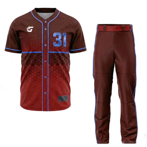 Uniforme de baseball sur mesure, taille et couleur personnalisées, faible quantité minimum de commande, vêtements de sport confortables et respirants. - Product Image 1