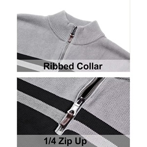<b>Men's</b> Quarter Zip <b>Sweater</b> Casual Knitted Warm <b>High</b> <b>Neck</b> Long Sleeve Pullover Top Custom Wholesale Clothing - Product Image 5