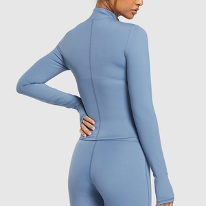 Women's Half <b>Zipper</b> Sports Jacket Long Sleeves Custom Logo Wholesale Jogging Yoga Crop <b>Tops</b> Fitness Clothes hooded for Winter - Product Image 3