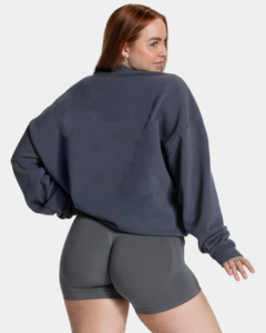Sweat-shirt oversize uni pour femme, imprimé sur mesure, manches longues, épaules tombantes, col rond - Product Image 3