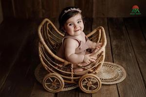 A rustic rattan baby <b>stroller</b> set <b>for</b> newborns and <b>toddlers</b>. A prop <b>for</b> newborn photography. - Product Image 5
