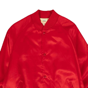 Veste universitaire en satin rouge pour homme, coupe classique, col rabattu, fermeture boutonnée, couleur unie, vêtement décontracté pour l'automne - Product Image 3