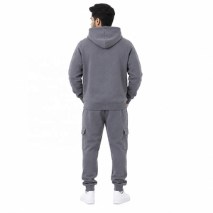 Men's Heavy Fleece <b>Cargo</b> Jogger Hoodies Set with Soft Brushed Interior Relaxed Fit Tracksuit Pullover Hooded Pocket Sweatshirts - Product Image 3