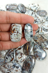 Pierre d'astrophyllite, cabochon, prix de gros, guérison Reiki, méditation, fabrication de bijoux, cristal naturel d'astrophyllite - Product Image 3