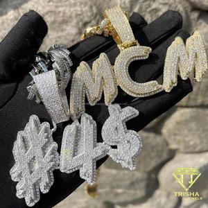 "3M2" Number Pendant Lab Grown Diamond <b>Iced</b> <b>Out</b> Hip Hop Necklace Gold Plated Bling <b>Chain</b> Luxury Jewelry - Product Image 3