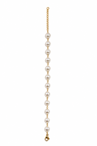 Gold Plated Imitation Pearl Strand Bracelet Classic Women's Wedding Jewelry Alloy Chain Link <b>Bangles</b> Handcrafted Round Pearl - Product Image 2