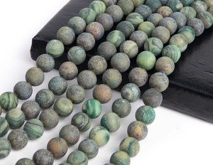 Cuentas sueltas redondas de verde mate natural, grado gema, para la fabricación de joyas, pulseras, collares, manualidades DIY. - Product Image 2