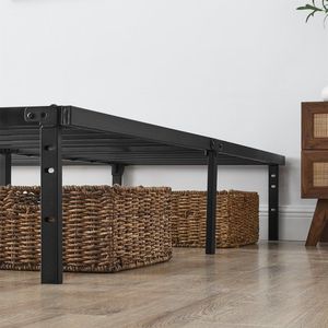 King 14-Inch Heavy Duty Steel Slat Twin XL <b>Platform</b> <b>Bed</b> <b>Frame</b> with Under-<b>Bed</b> Storage No Box Spring Needed Black - Product Image 4