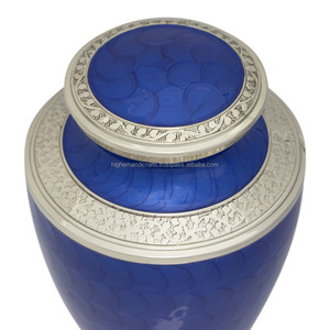 Urna de cremación funeraria azul real para adultos, urna de cremación para cenizas con acabado esmaltado, cenizas grandes, diseño sólido, suministros funerarios al por mayor - Product Image 3
