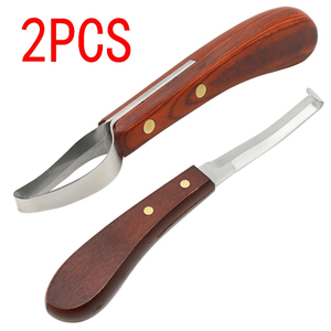 Horse Loop Hoof Knife <b>Trimmer</b> Blade Sheep Cattle Hoof Knife Double <b>Edged</b> Shears Cutter Wooden Handle Stainless Steel - Product Image 5