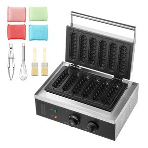Macchina per Waffle Commerciale da 1500W in Acciaio Inossidabile Antiaderente, 6 Piastre per Waffle a Forma di Mais e Hot Dog - Product Image 1
