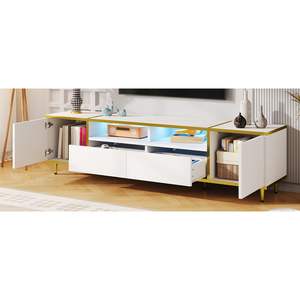 U-Can 70.9 ''moderno centro di intrattenimento 80 pollici supporto TV luci LED 2 ripiani 2 cassetti 2 armadi metallo gambe per soggiorno - Product Image 6