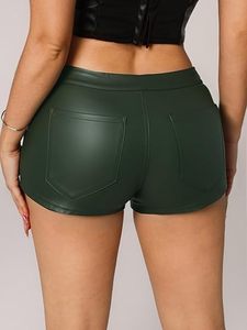 Women's Premium Faux Leather Shorts High Waist Vegan Leather Boutique Fashion Shorts OEM ODM - Product Image 5