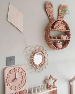 Hot Cute Eye-Catching Pink Bunny Water Hyacinth <b>Wall</b> <b>Shelf</b> Suitable for Bedroom Furniture for Kids and Nursery Decor - Product Image 2
