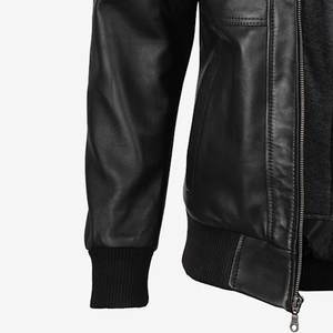 Chaqueta con capucha negra con logotipo personalizado RTS Wholesale para hombre, chaqueta de cuero vintage para hombre, chaquetas de alta calidad para hombre, chaqueta de invierno Highstreet - Product Image 5